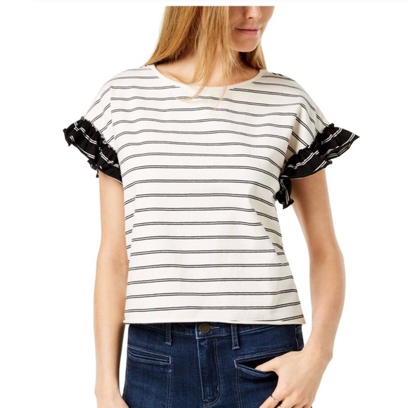 Ten Sixty Sherman Tops - Ten Sixty Sherman Ruffle Embellished T-shirt